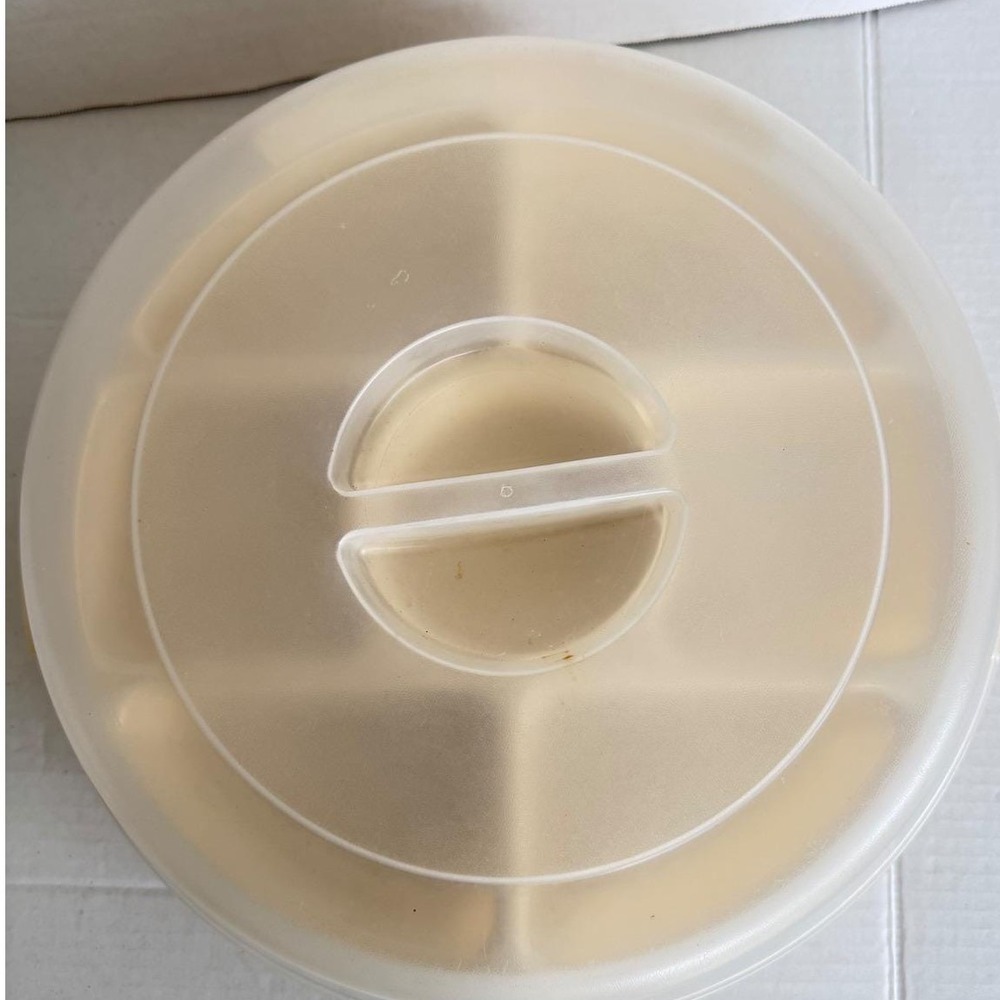 Vintage Rubbermaid Servin Saver Dip Snack Tray 7 Section Almond Cream 0259 3 Lid